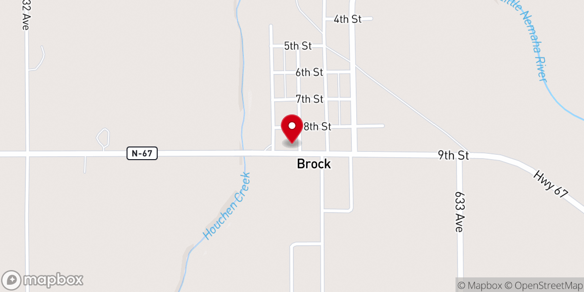 Map showing location of Brock Christian Church