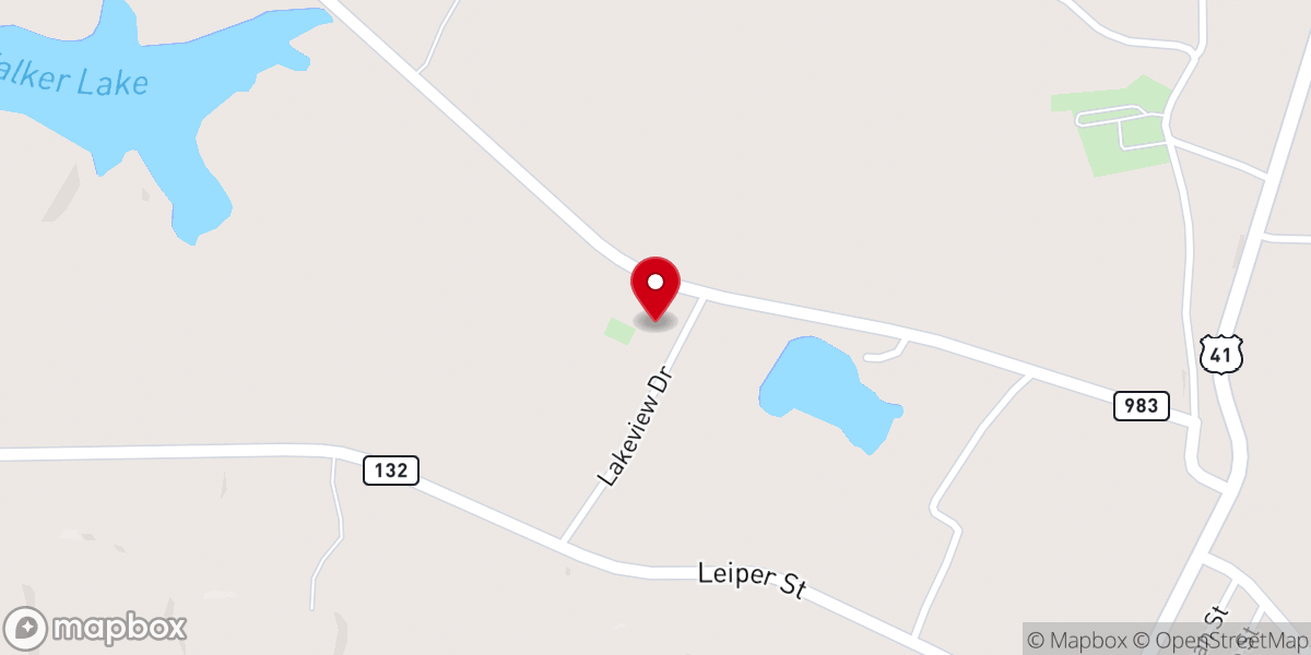 Map showing location of Lakeview Baptist Church