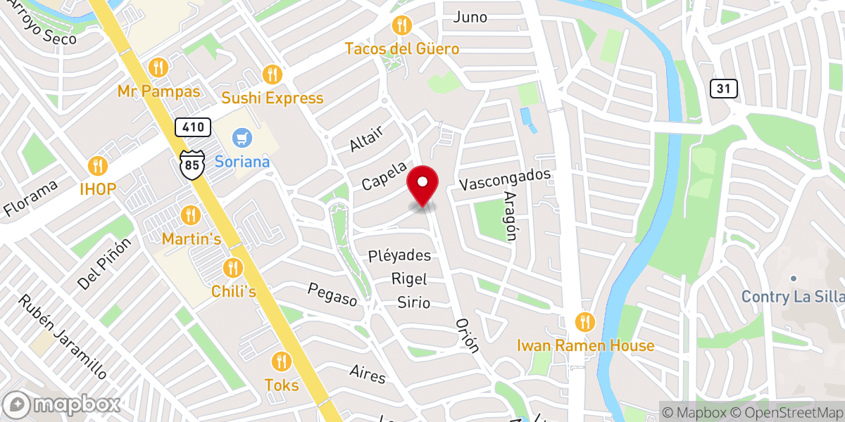 Map showing location of Parroquia Corpus Christi