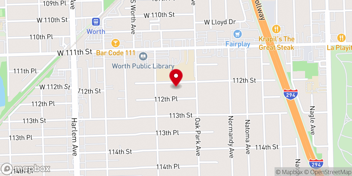Map showing location of Worth Church of the Nazarene