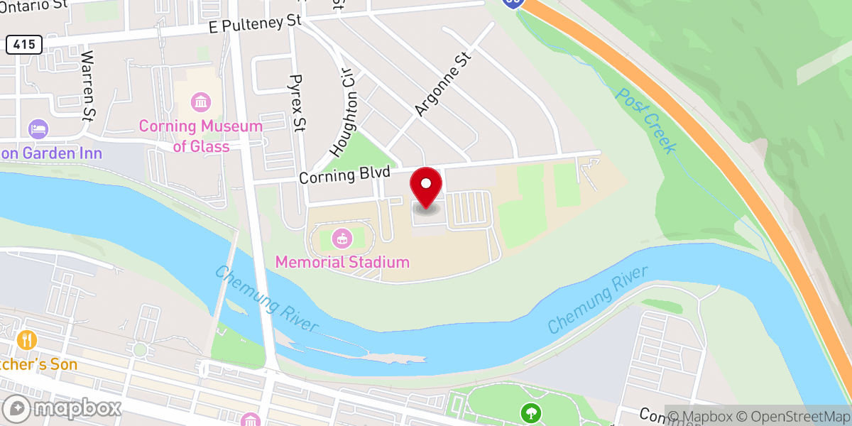 Map showing location of Corning Christian Radio Corporation