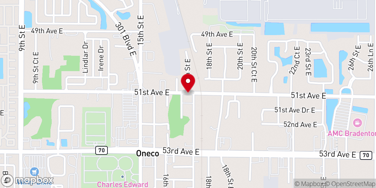 Map showing location of First Baptist Church of Oneco