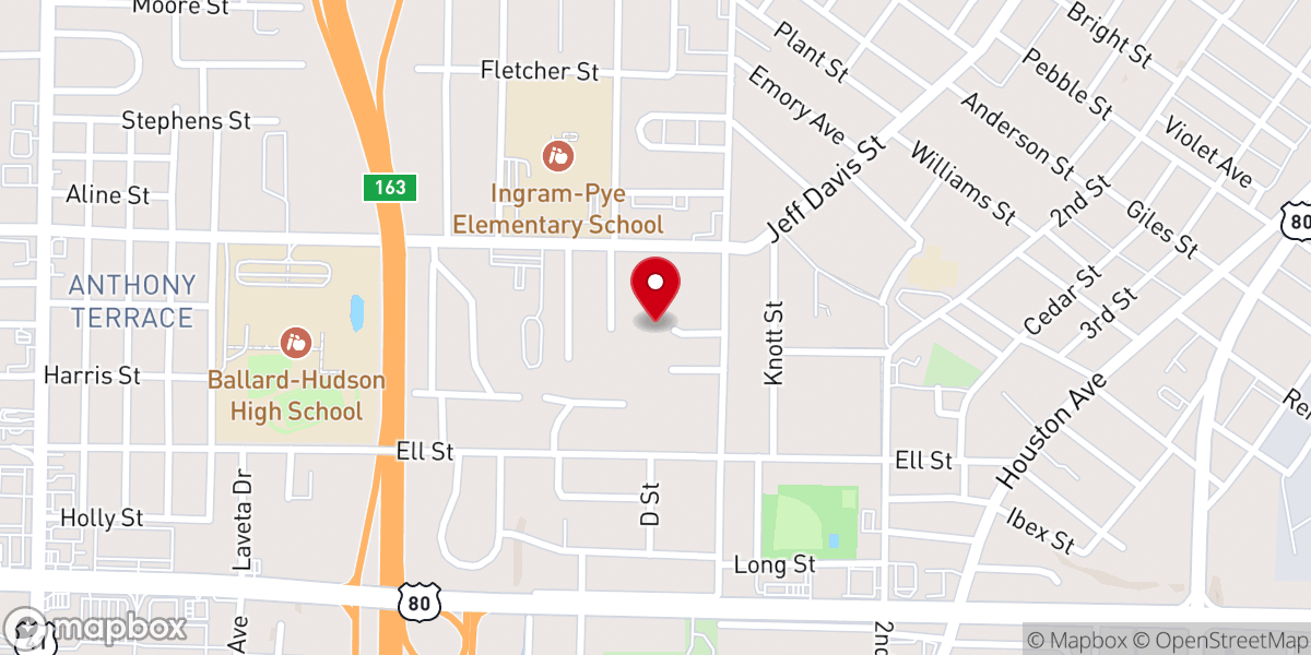 Map showing location of Greater Vineville Baptist Church