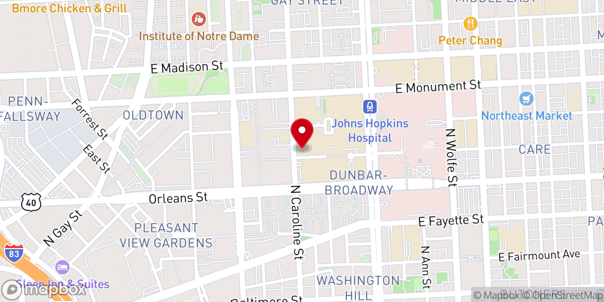 Map showing location of St. Philip's Lutheran Church