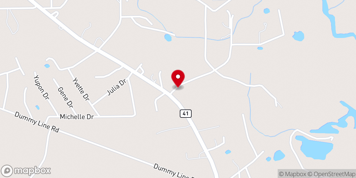 Map showing location of Pearl Hickory Baptist Church