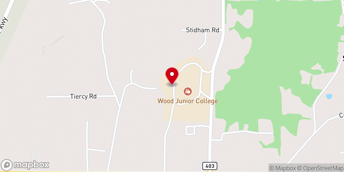 Map showing location of Wood Junior College