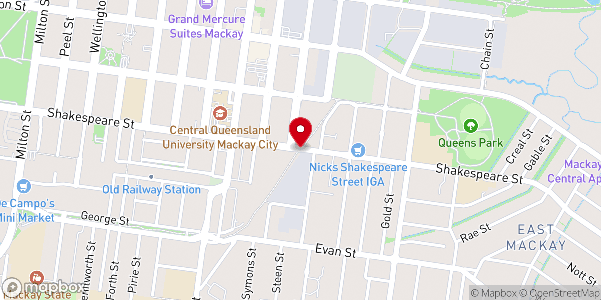 Map showing location of Mackay Baptist Church