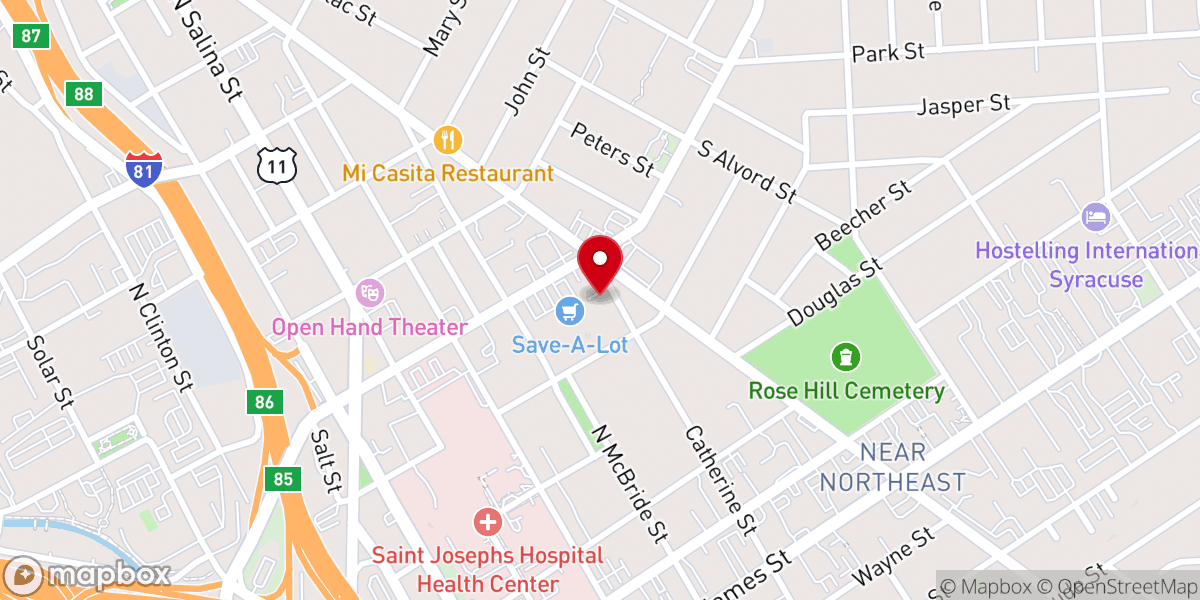 Map showing location of Cornerstone Christian Church