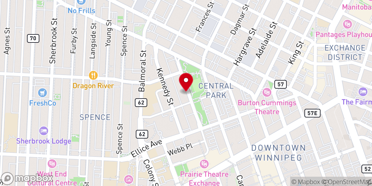 Map showing location of Knox United Church