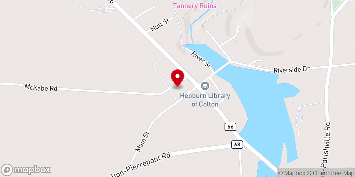 Map showing location of Colton Community Church