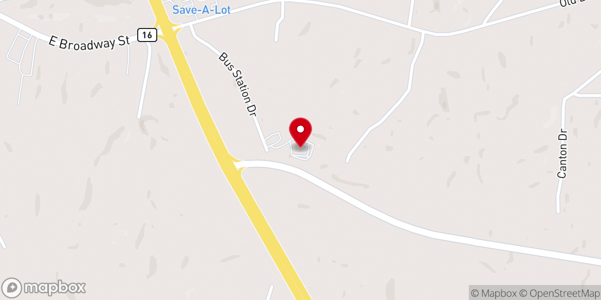 Map showing location of Hillcrest Baptist Church