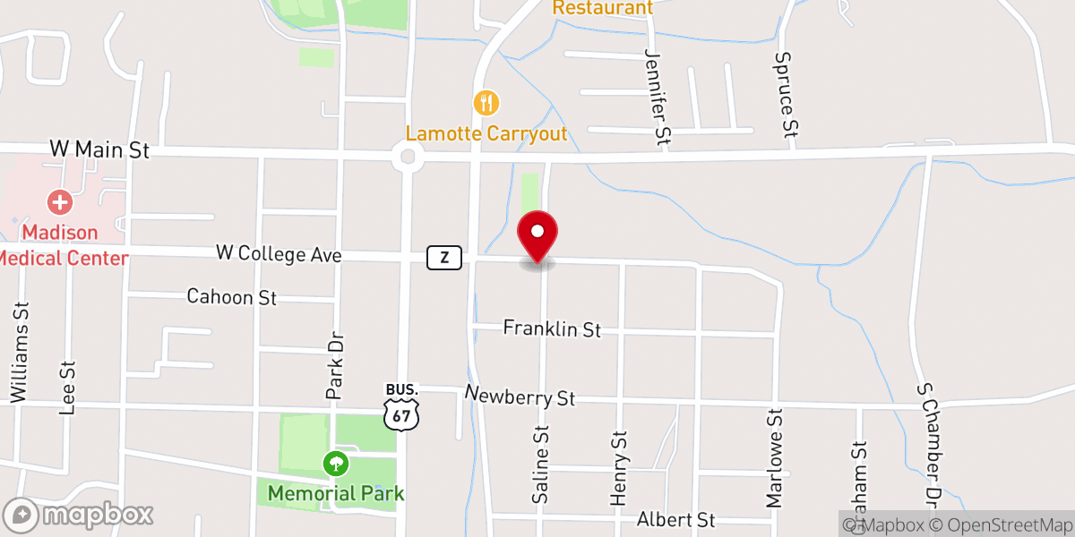 Map showing location of Church of Many Blessings