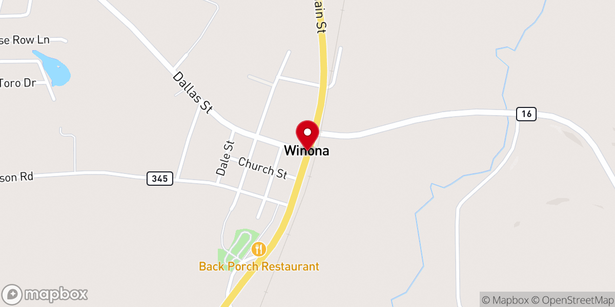 Map showing location of Winona