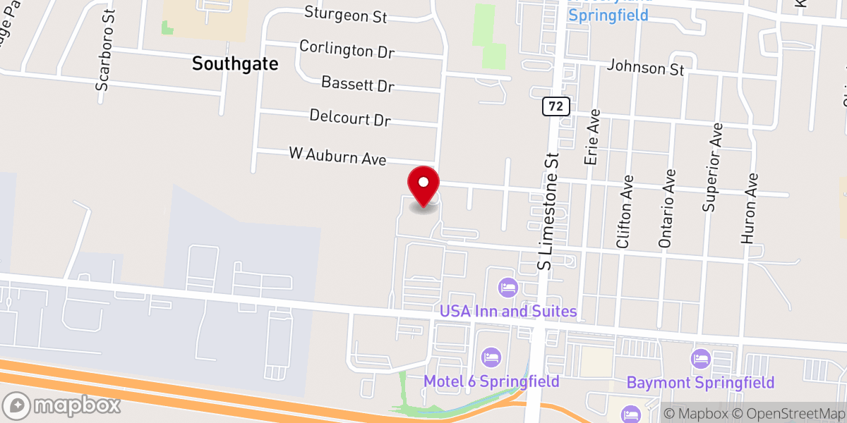 Map showing location of Southgate Baptist Church