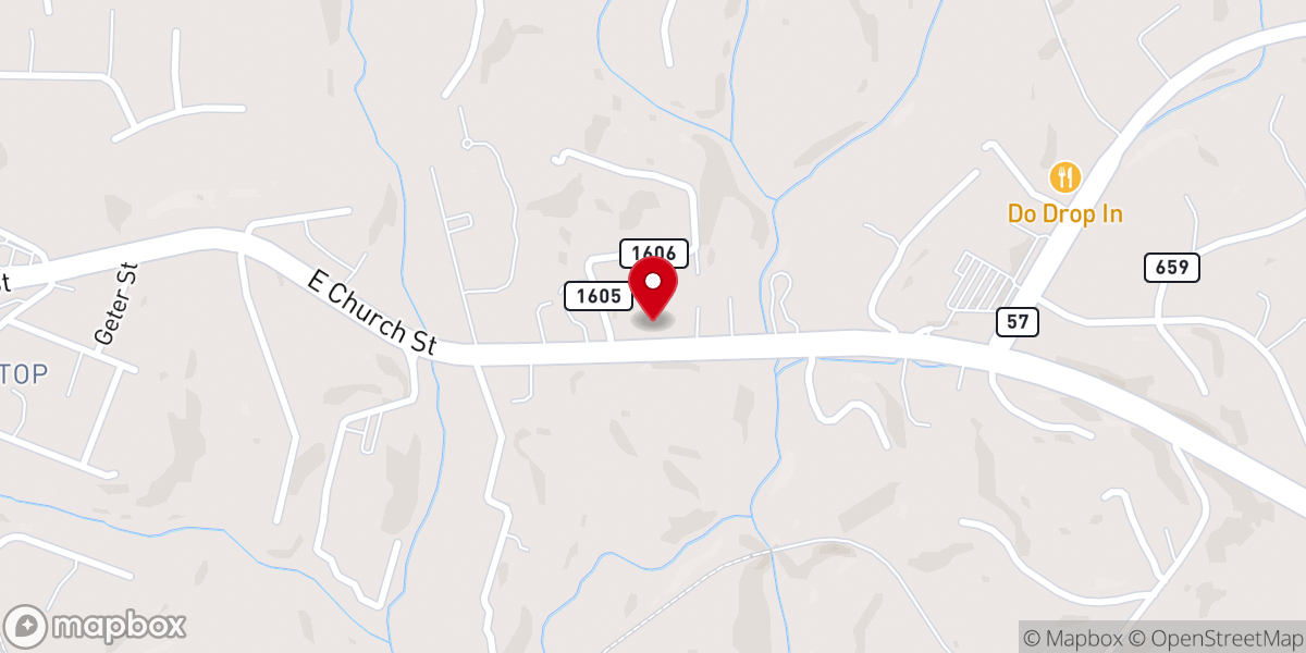 Map showing location of Peaceful Zion Baptist Church