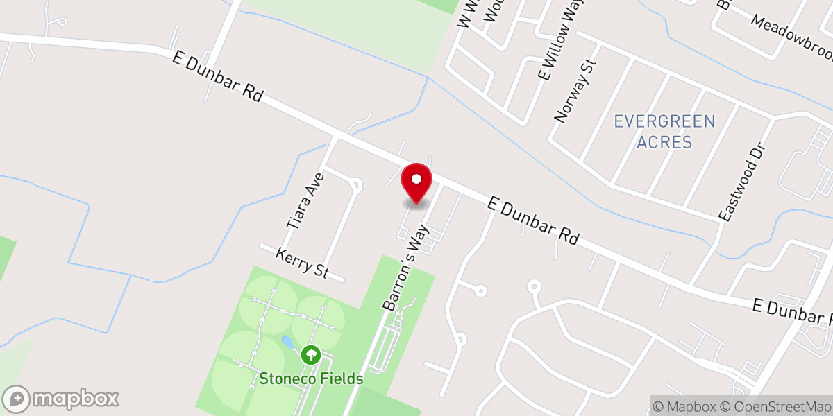 Map showing location of Evergreen Acres Missionary Baptist Church