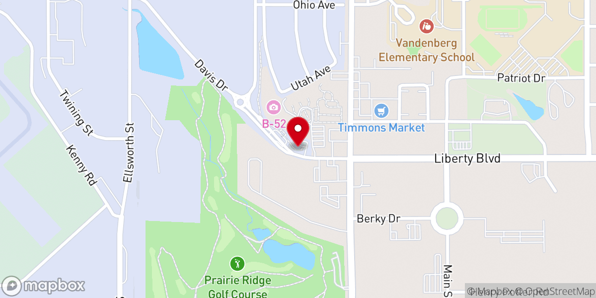 Map showing location of Ellsworth Air Force Base Visitor Center