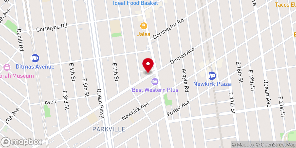 Map showing location of Cong. Agudas Sholom of Flatbush & Emet Ve Emunah Bukharian