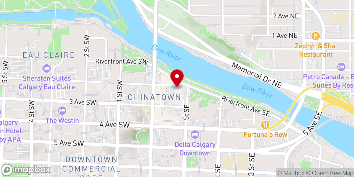 Map showing location of Calgary Chinese Pentecostal Church
