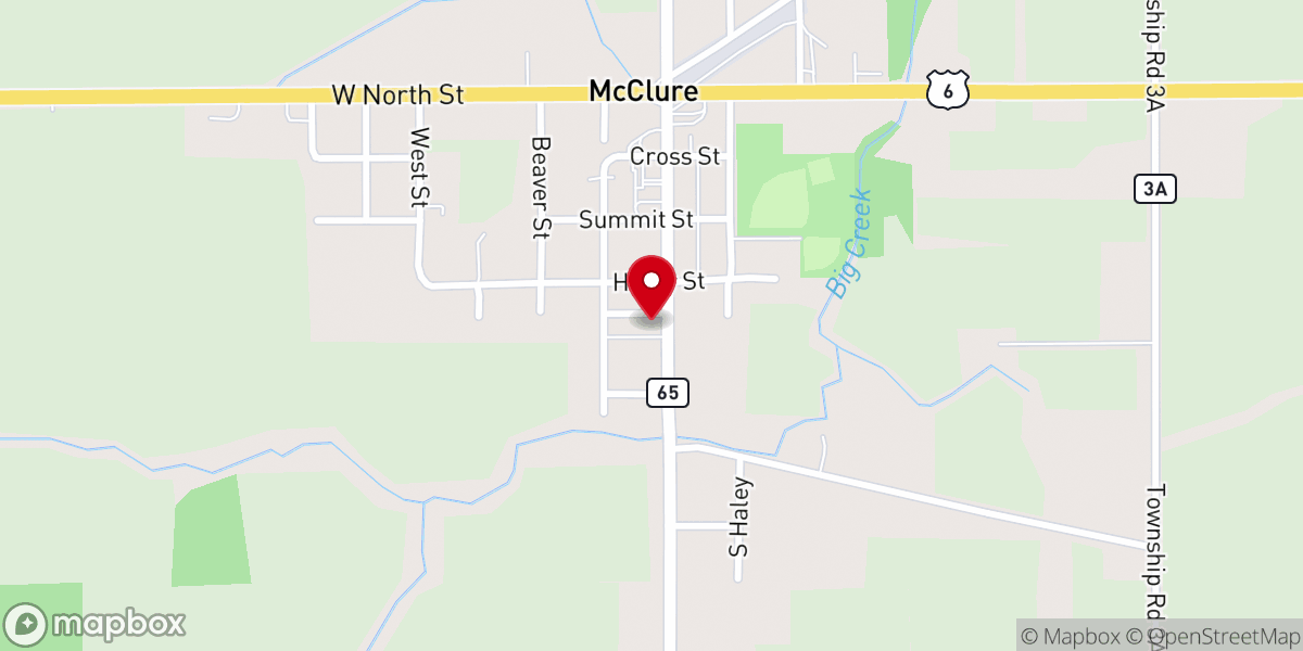 Map showing location of McClure UMC