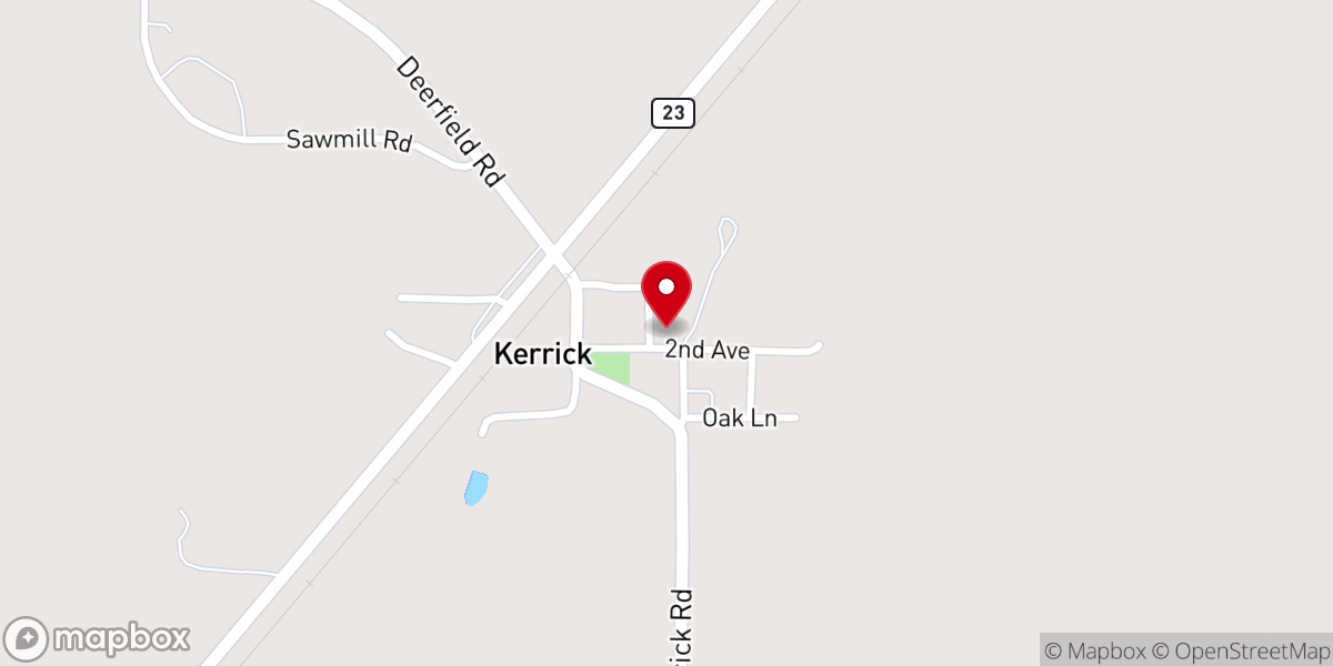 Map showing location of Kerrick Community Church