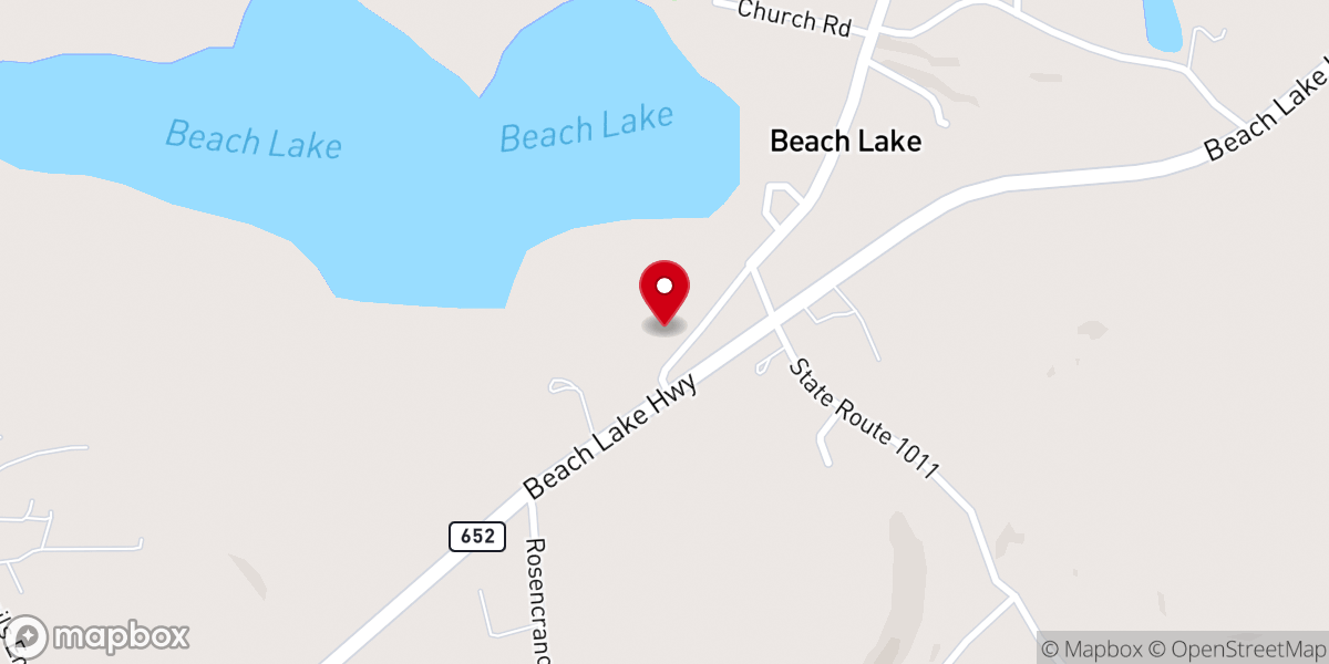 Map showing location of Beach Lake UMC