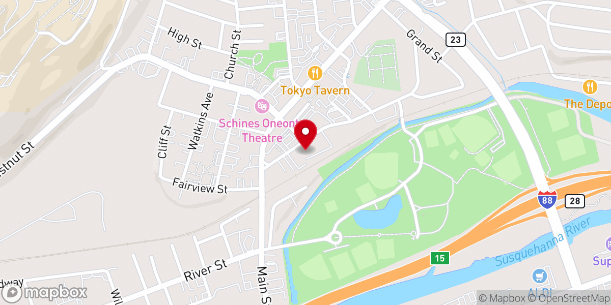 Map showing location of New Life Oneonta - Welcome to Church