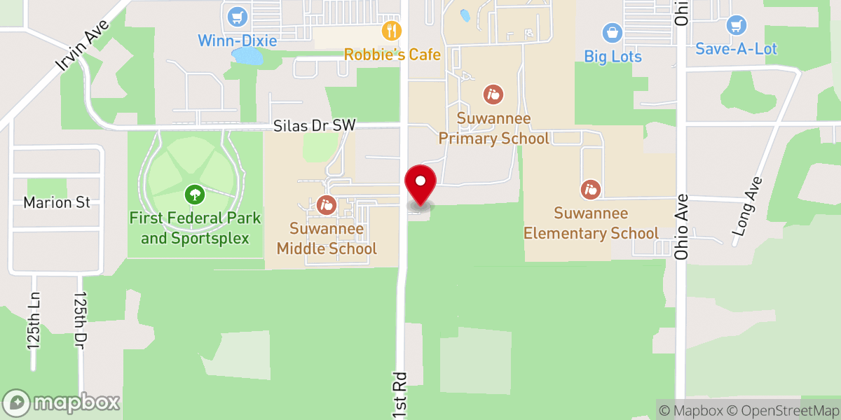 Map showing location of Suwannee Baptist Association