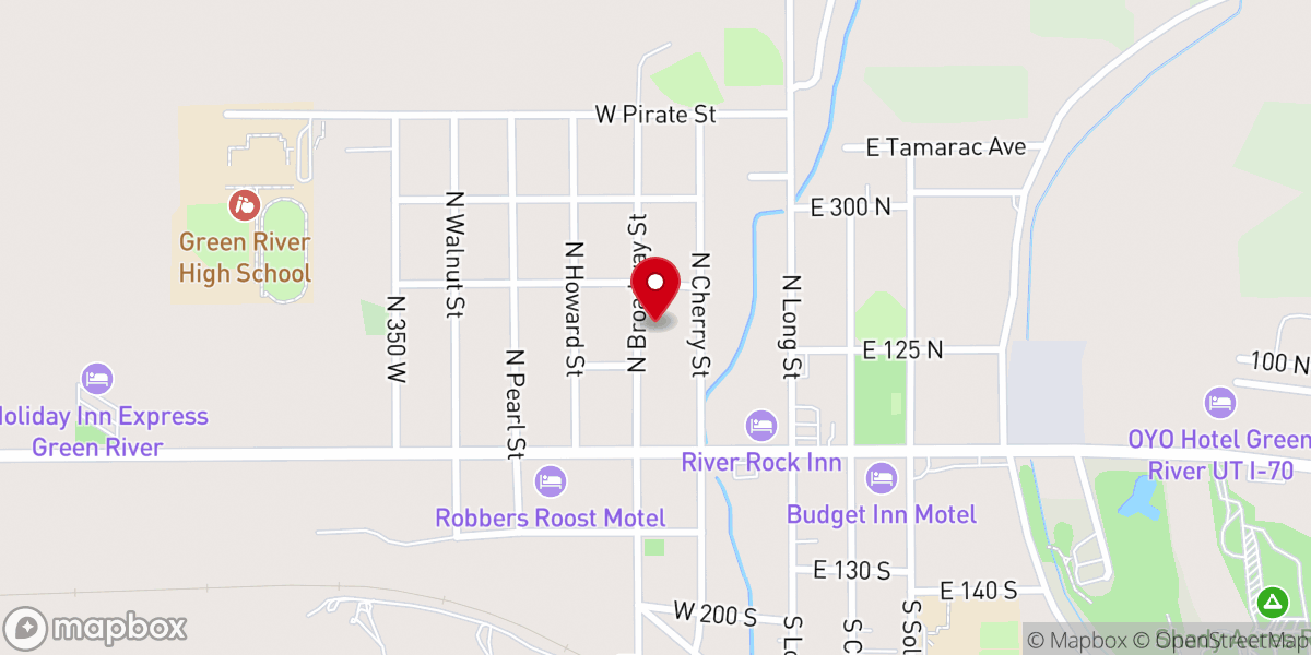 Map showing location of Green River Food Pantry