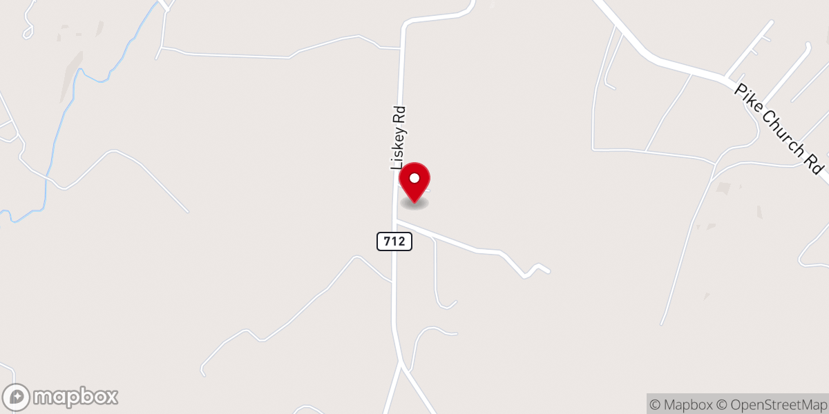 Map showing location of Oak Grove Mennonite Church