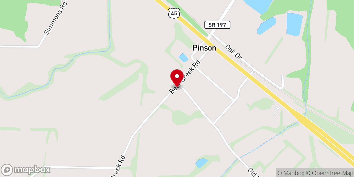 Map showing location of Pinson United Methodist Church