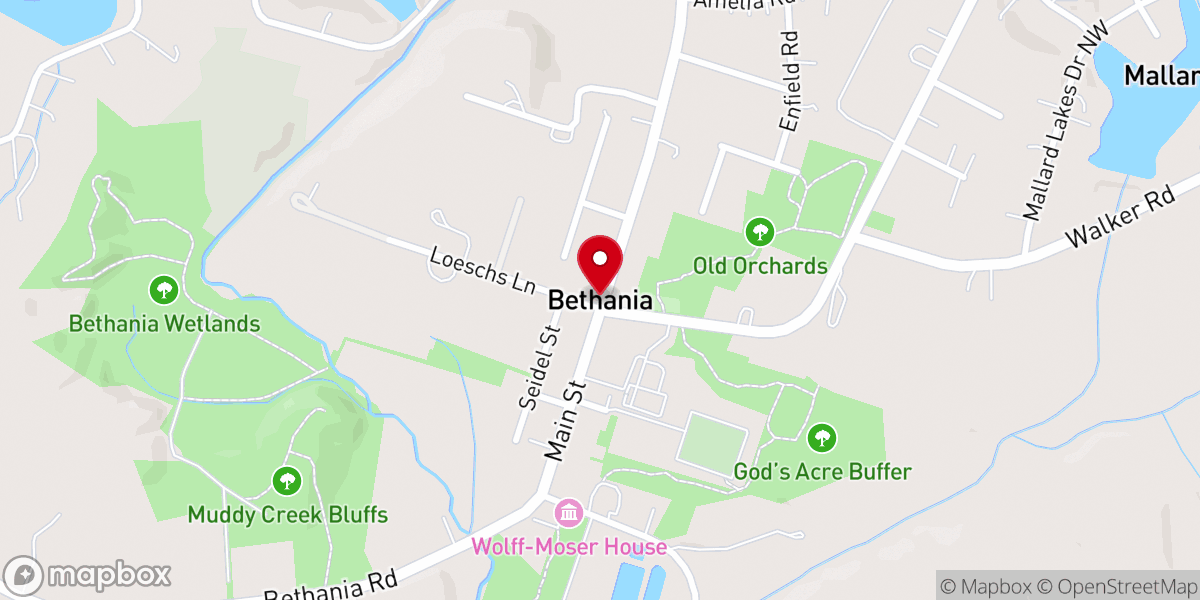 Map showing location of Bethania