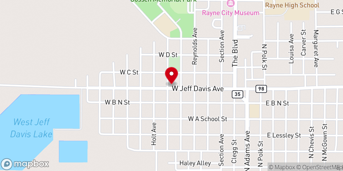 Map showing location of Rayne Headstart Center