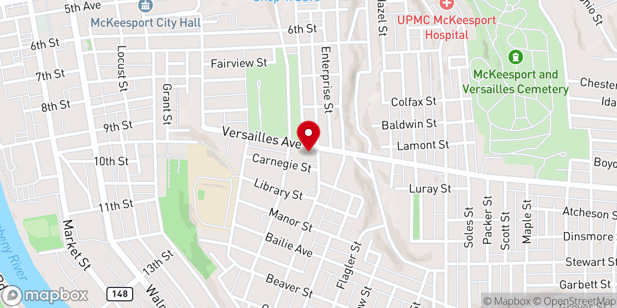 Map showing location of McKeesport Presbyterian Church