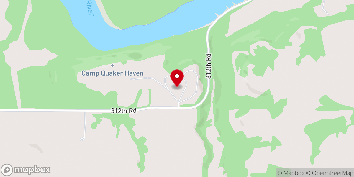 Map showing location of Camp Quaker Haven