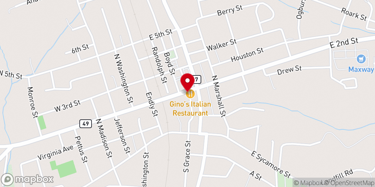 Map showing location of Chase City Police Department