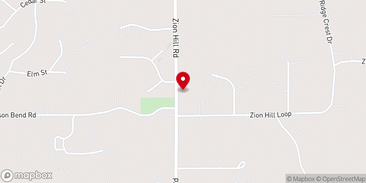 Map showing location of Zion Hill Church