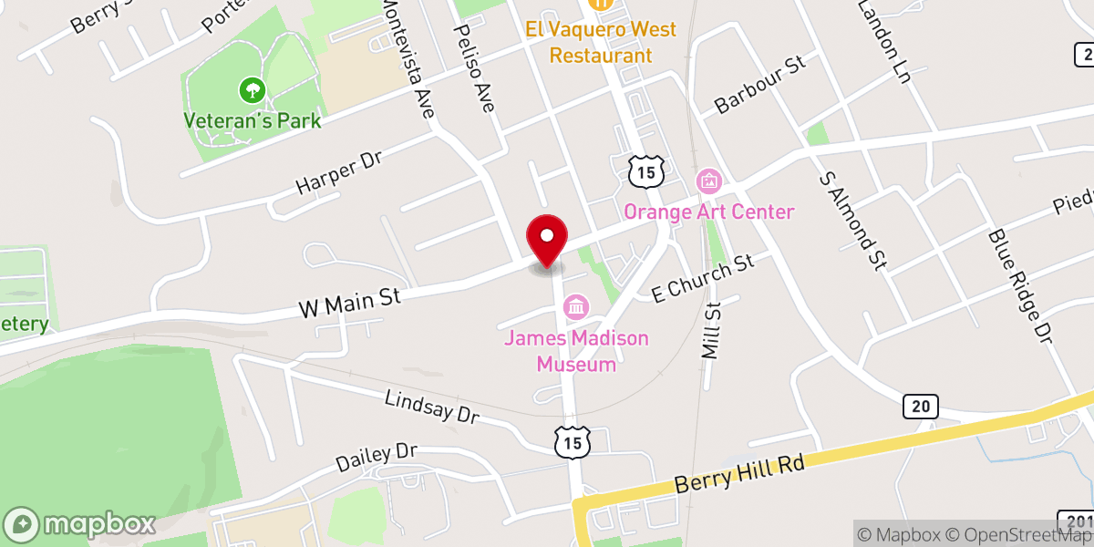 Map showing location of Orange Presbyterian Church