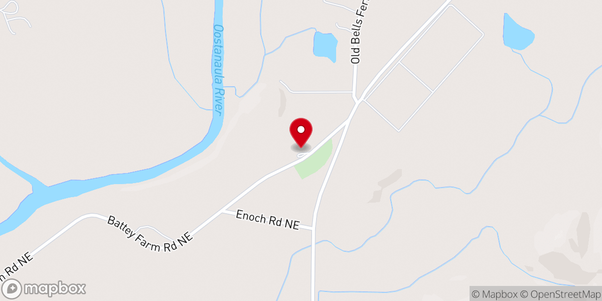 Map showing location of Oostanaula United Methodist Church