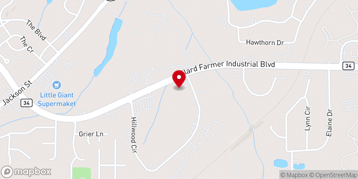 Map showing location of Coweta Community Church Inc