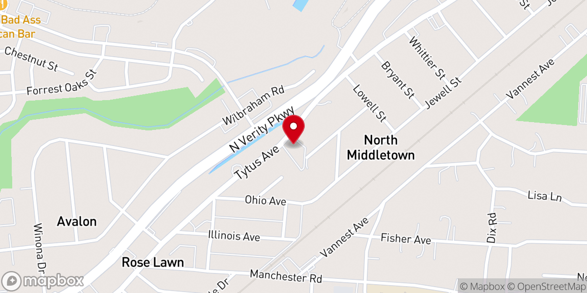 Map showing location of Tytus Avenue Church