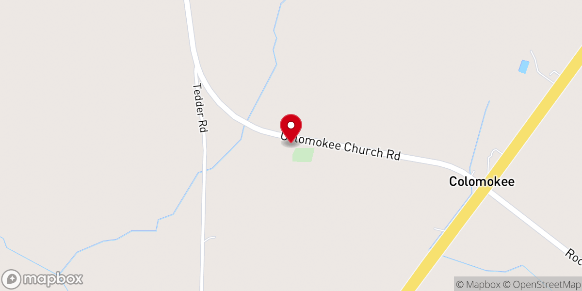 Map showing location of Colomokee Baptist Church
