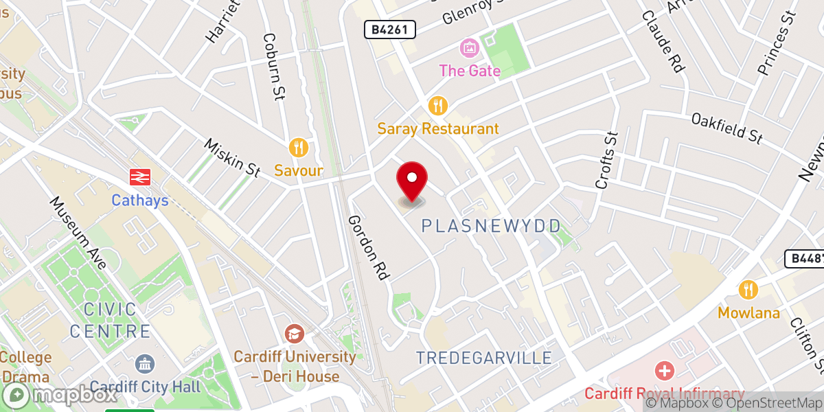 Map showing location of South Wales Baptist Association