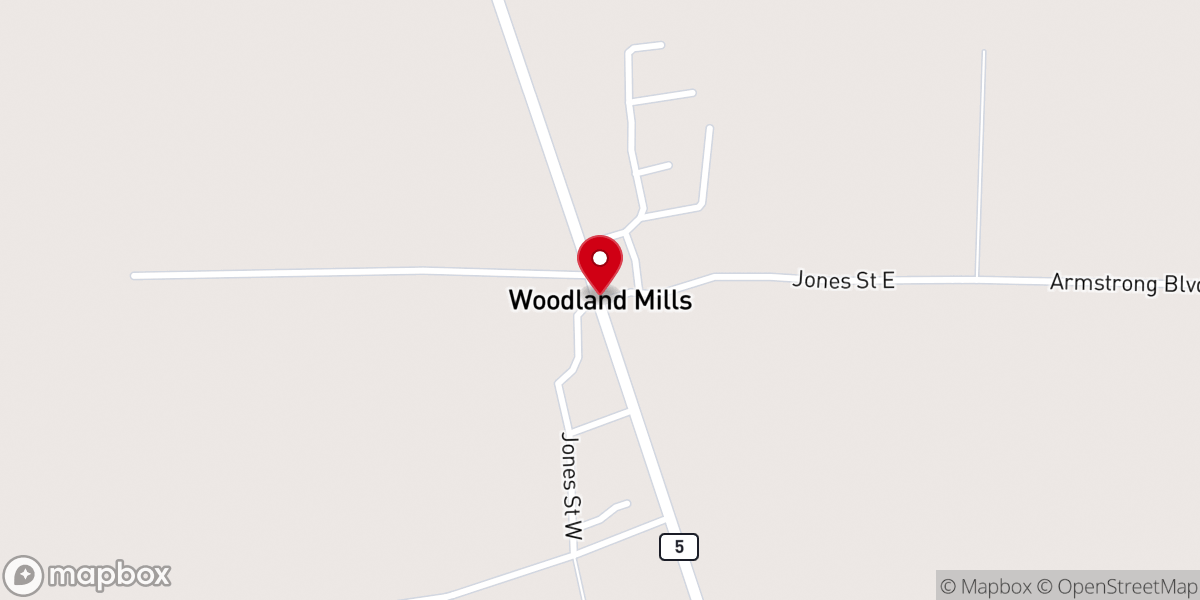 Map showing location of Woodland Mills