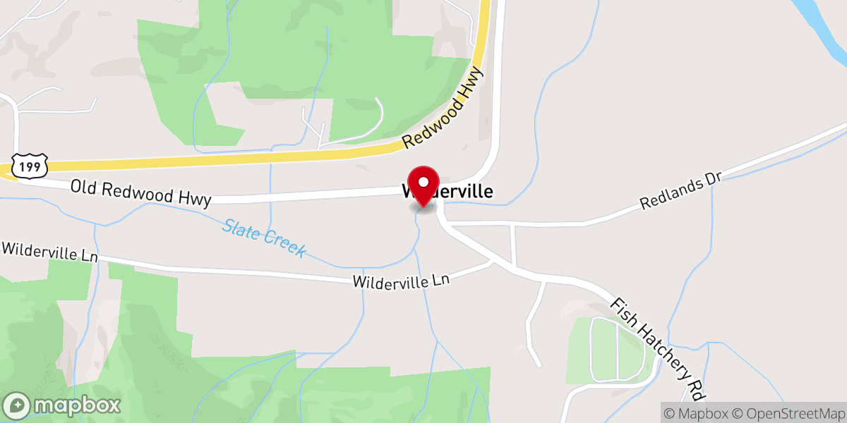 Map showing location of Wilderville