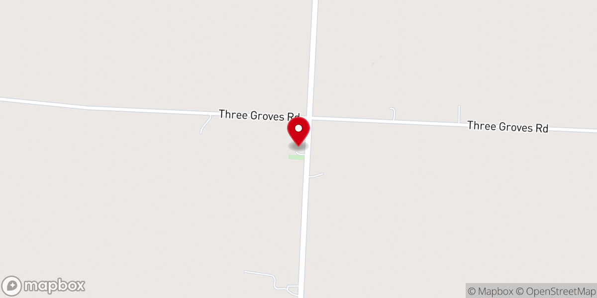 Map showing location of Three Groves Church