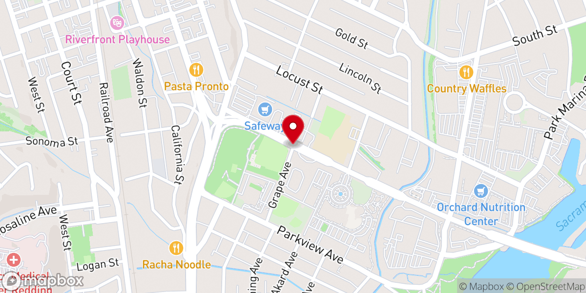 Map showing location of Church of Redeemed of Redding California
