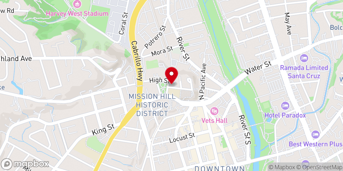 Map showing location of Iglesia de la Misión de Santa Cruz