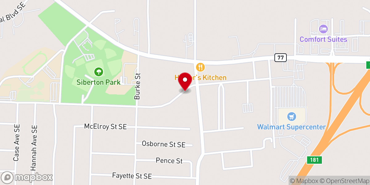 Map showing location of Siberton Baptist Church