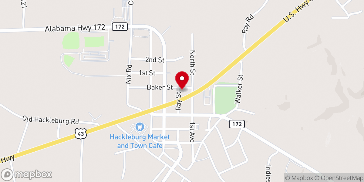 Map showing location of Harvest Fellowship Church